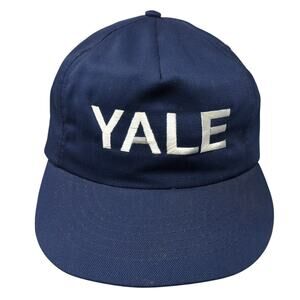 Yale Snapback Hat Solid Blue OS Embroidered Spell Out Vintage University Square